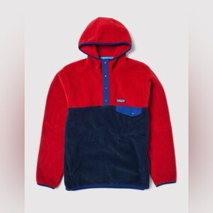 Patagonia Men’s SYNCHILLA SNAP T HOODIE - NAVY BLUE/RED Size L